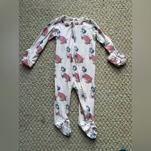 Kate Quinn Pink and Blue Bird Print Footies